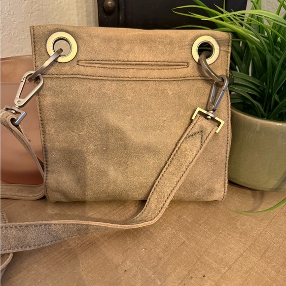 Hammitt Crossbody Bag – Suede | Taupe / Stone Grey | Grommet & Stud Detail - Picture 3 of 9